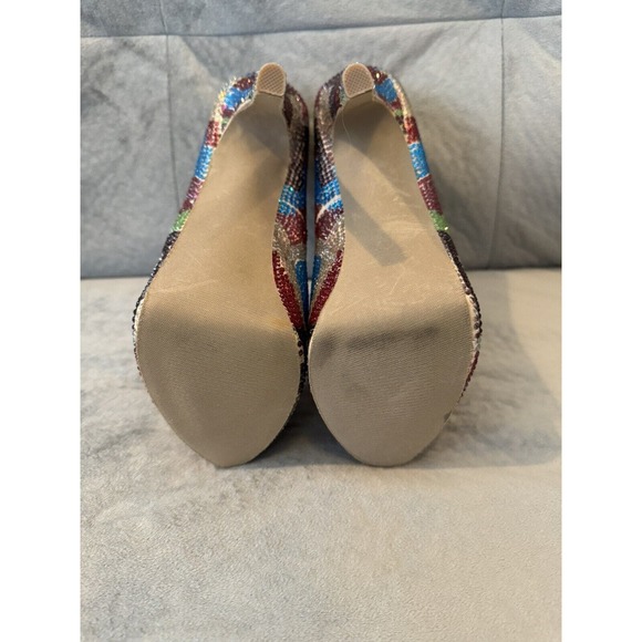 Steve Madden Women's Dyvinal Multi-Colored Rhinestone Platform Heels Size: 7 - Picture 4 of 4